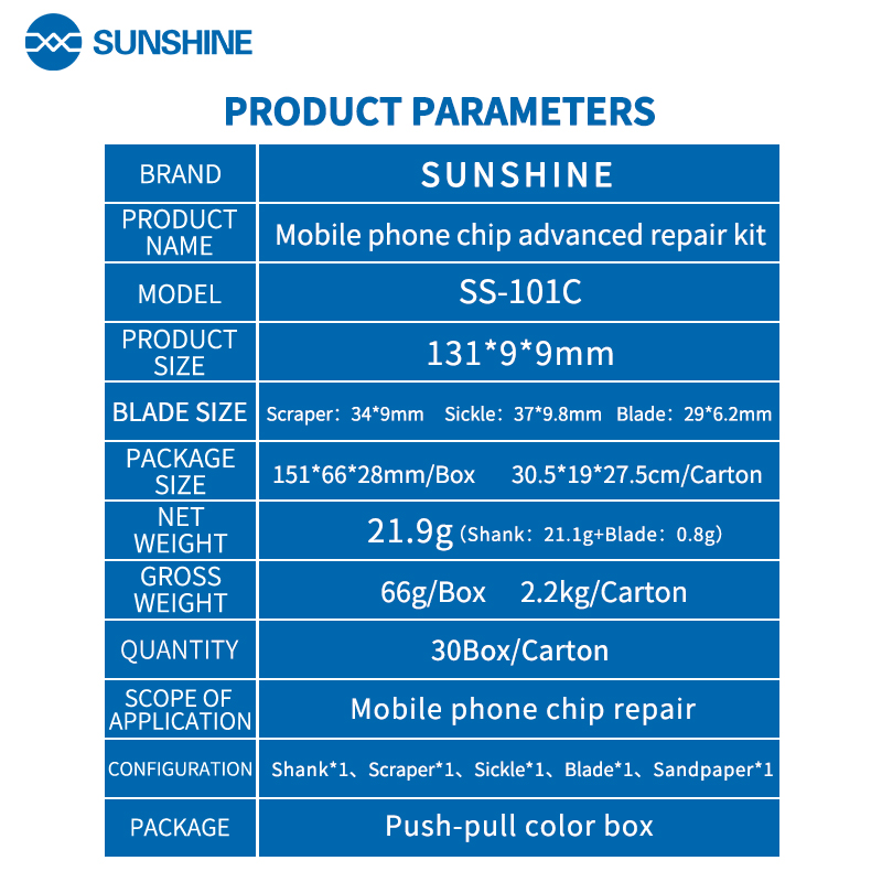 SUNSHINE SS-101C Mobile Phone Chip Advanced Repair Kit