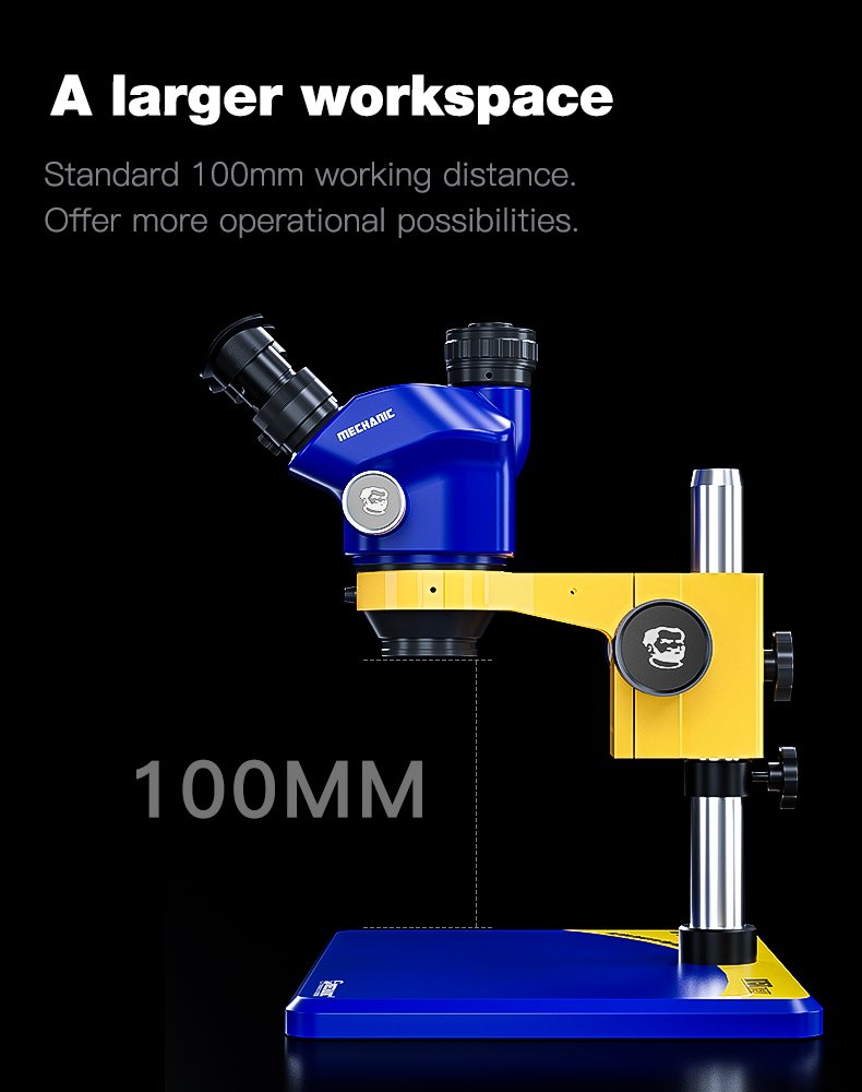 Mechanic D75T-B11 Trinocular Stereo Microscope 0.7-5.0X With Continuous Zoom - New Updated