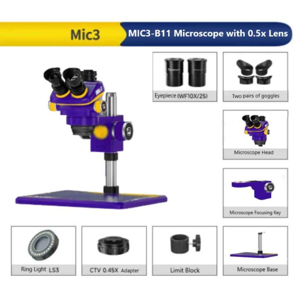 Mechanic-Mic3-Trinocular-Stereo-Microscope-with-B-11-Big-Base_4 Mechanic Mic3 Trinocular Stereo Microscope with B-11 Big Base (Blue)