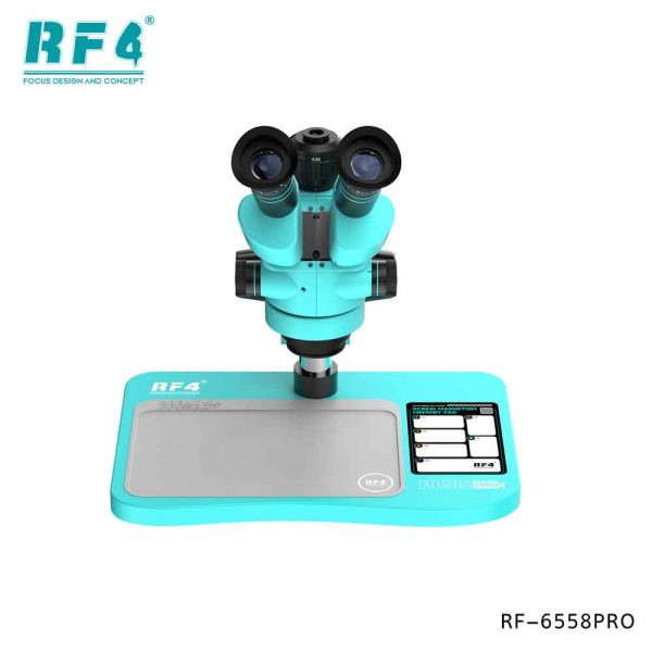 RF4 RF-6558Pro 6.5-58X Trinocular Stereo Microscope with Big Base & Silicone Pad & Screw Pad