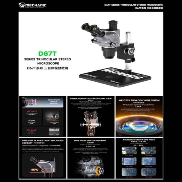 MECHANIC D67T Trinocular Stereo Microscope