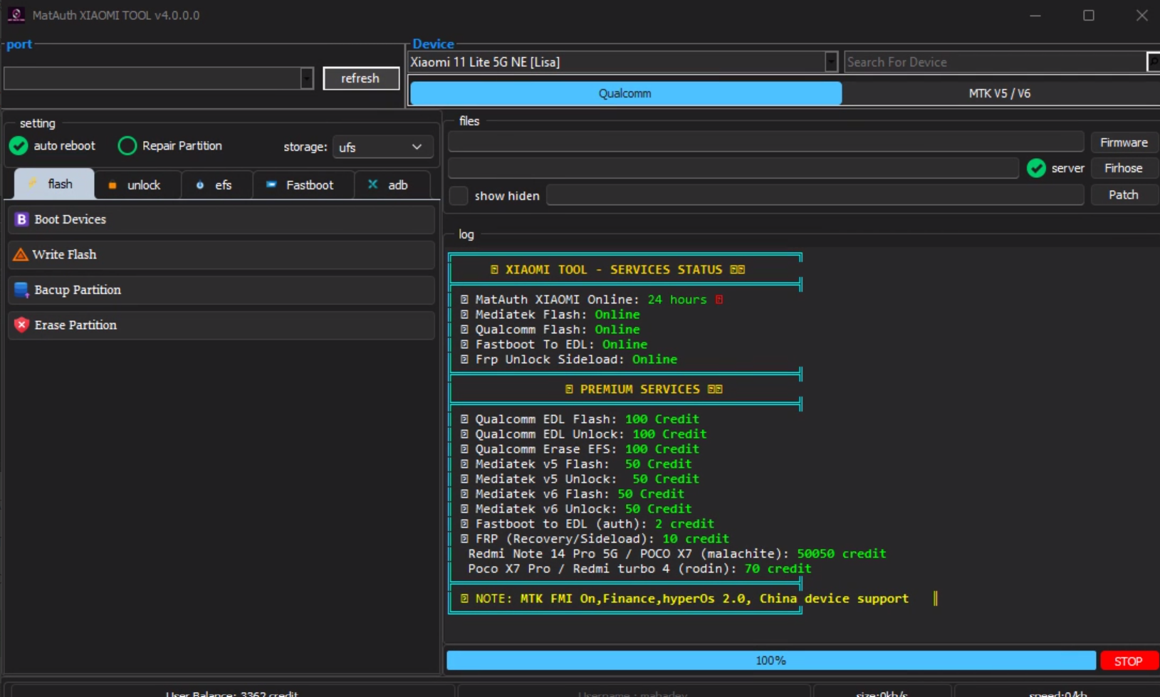 MAT Auth Xiaomi Tool Flash/EFS/Mi Cloud Credits